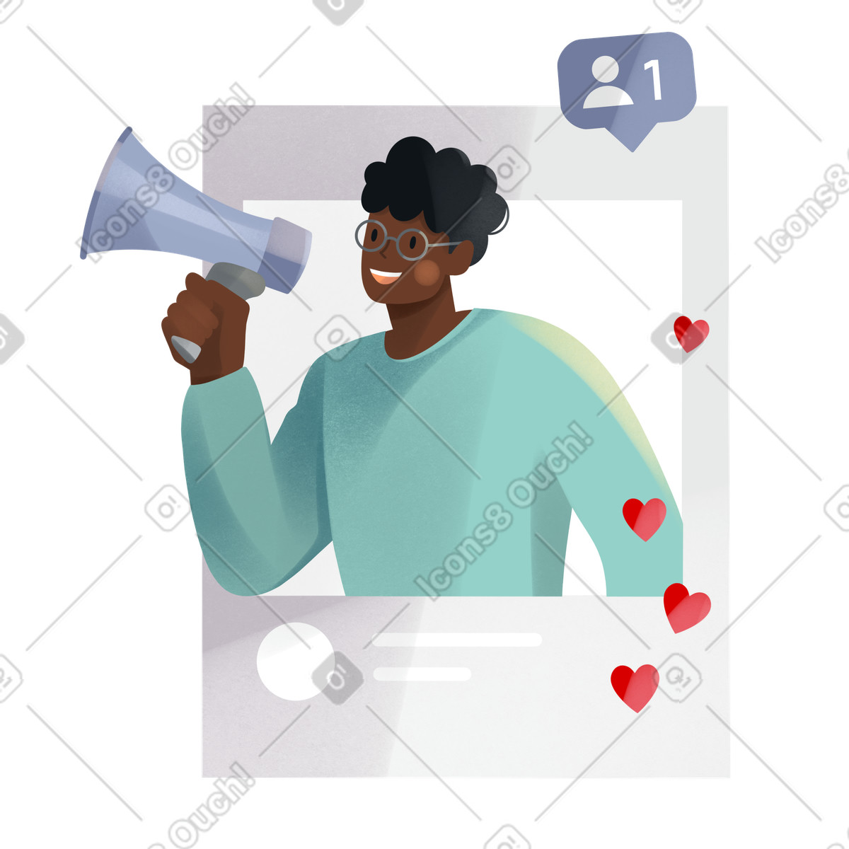 Instagram marketing services illustration featuring a man clipart vector graphic