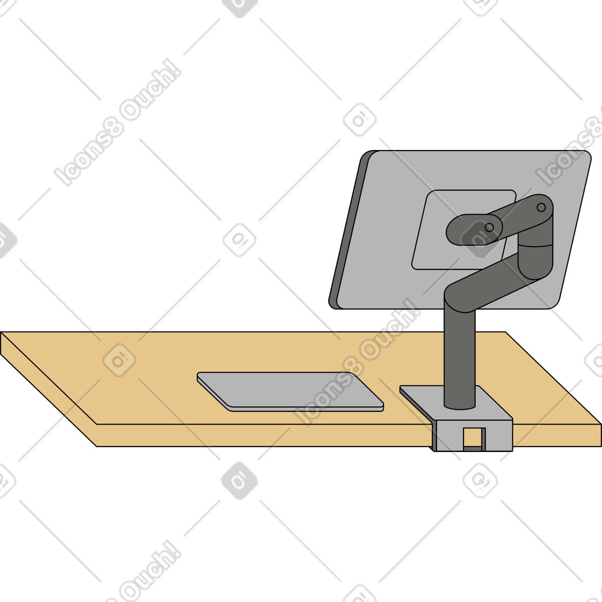 Ilustración Escritorio con monitor y teclado en estilo Kindy a descargar en PNG SVG