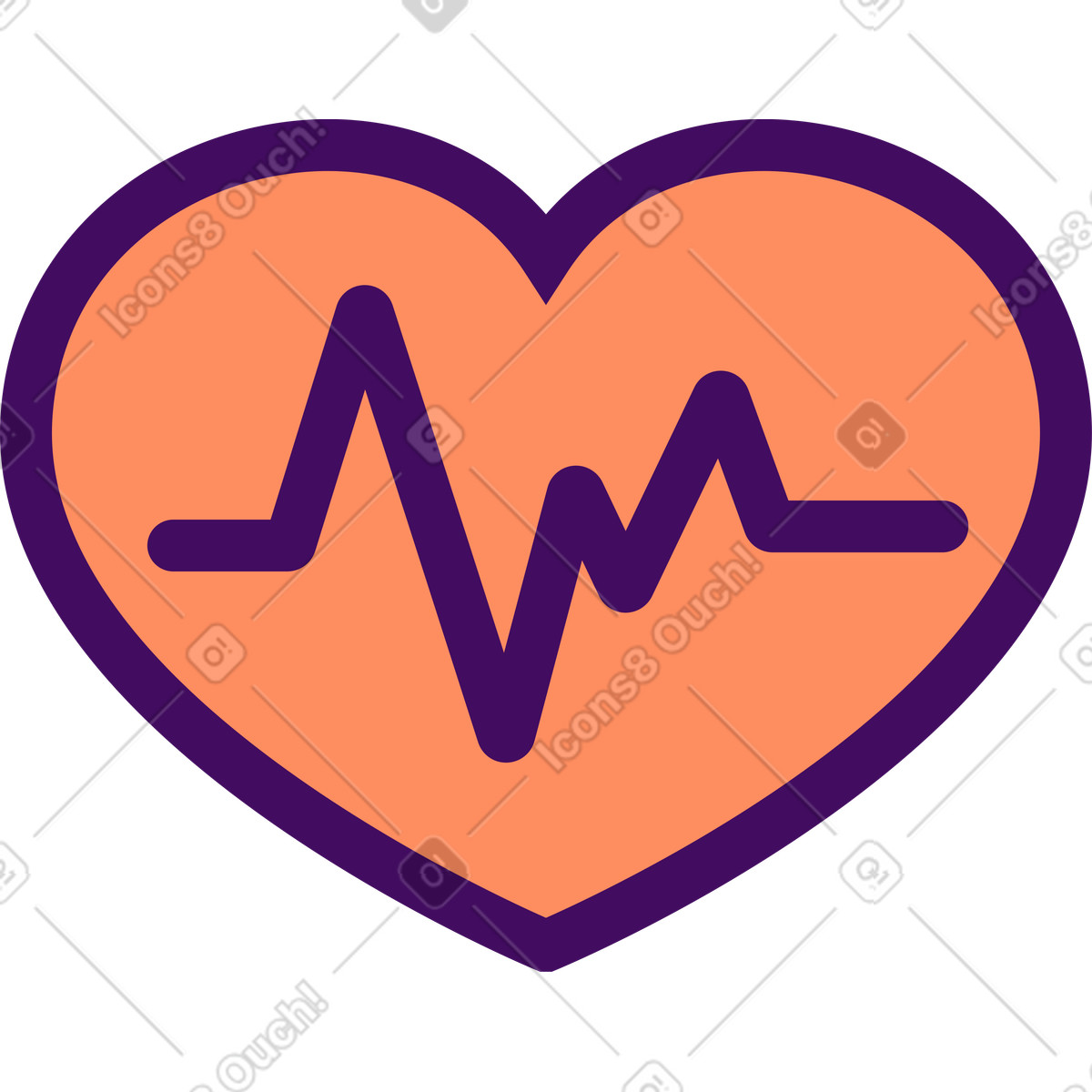 Heart with pulse lines illustration clipart image in PNG SVG GIF