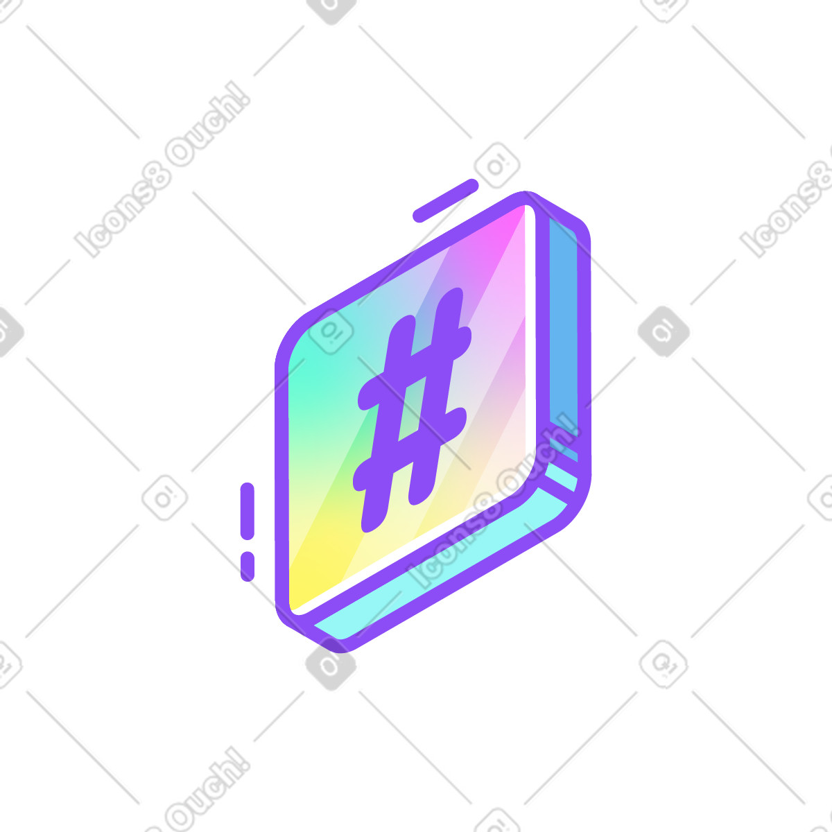 Ilustración Icono hashtag en estilo Holographic a descargar en PNG y SVG