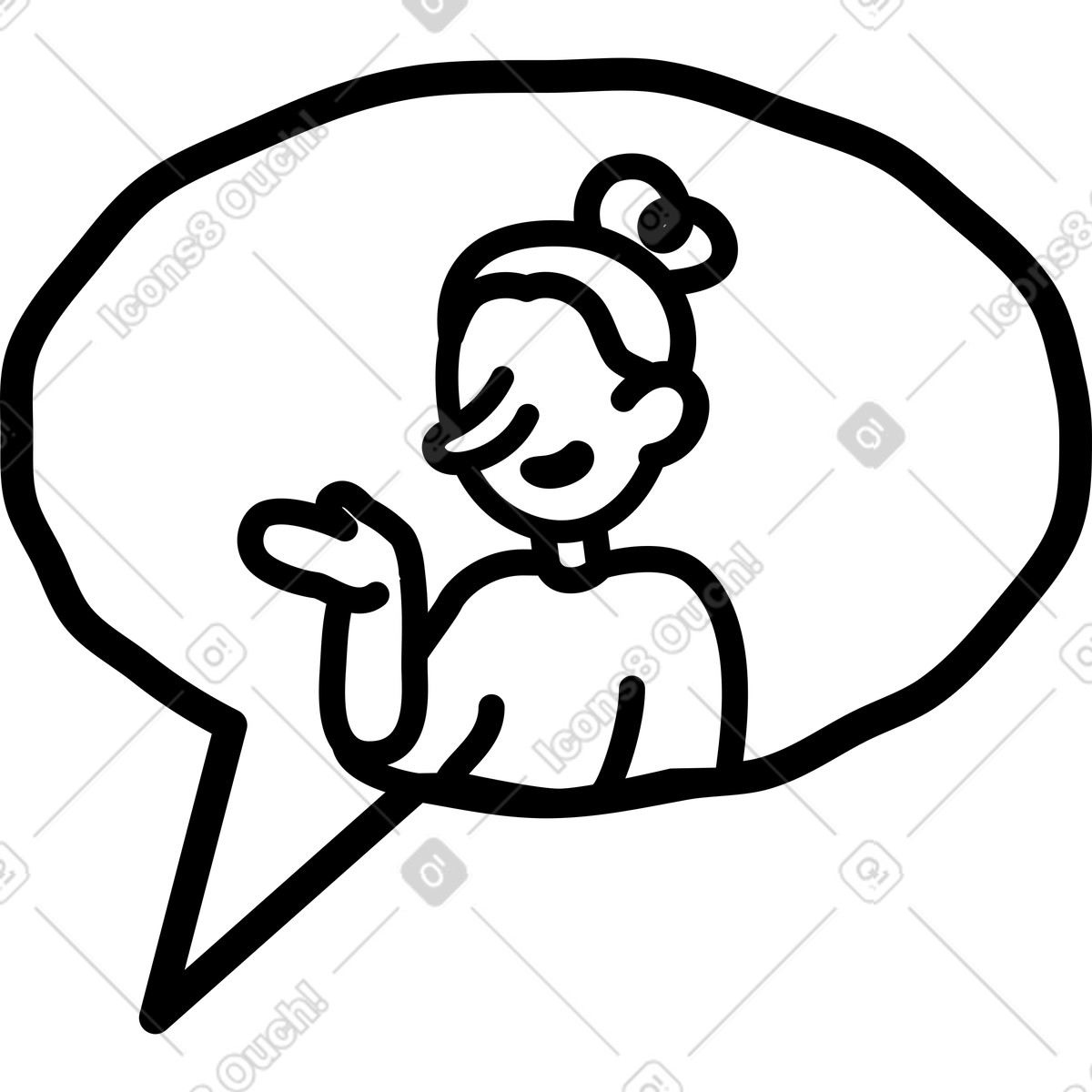 Notes スタイルの 女性の吹き出し のイラストをPNG、SVG形式でダウンロード