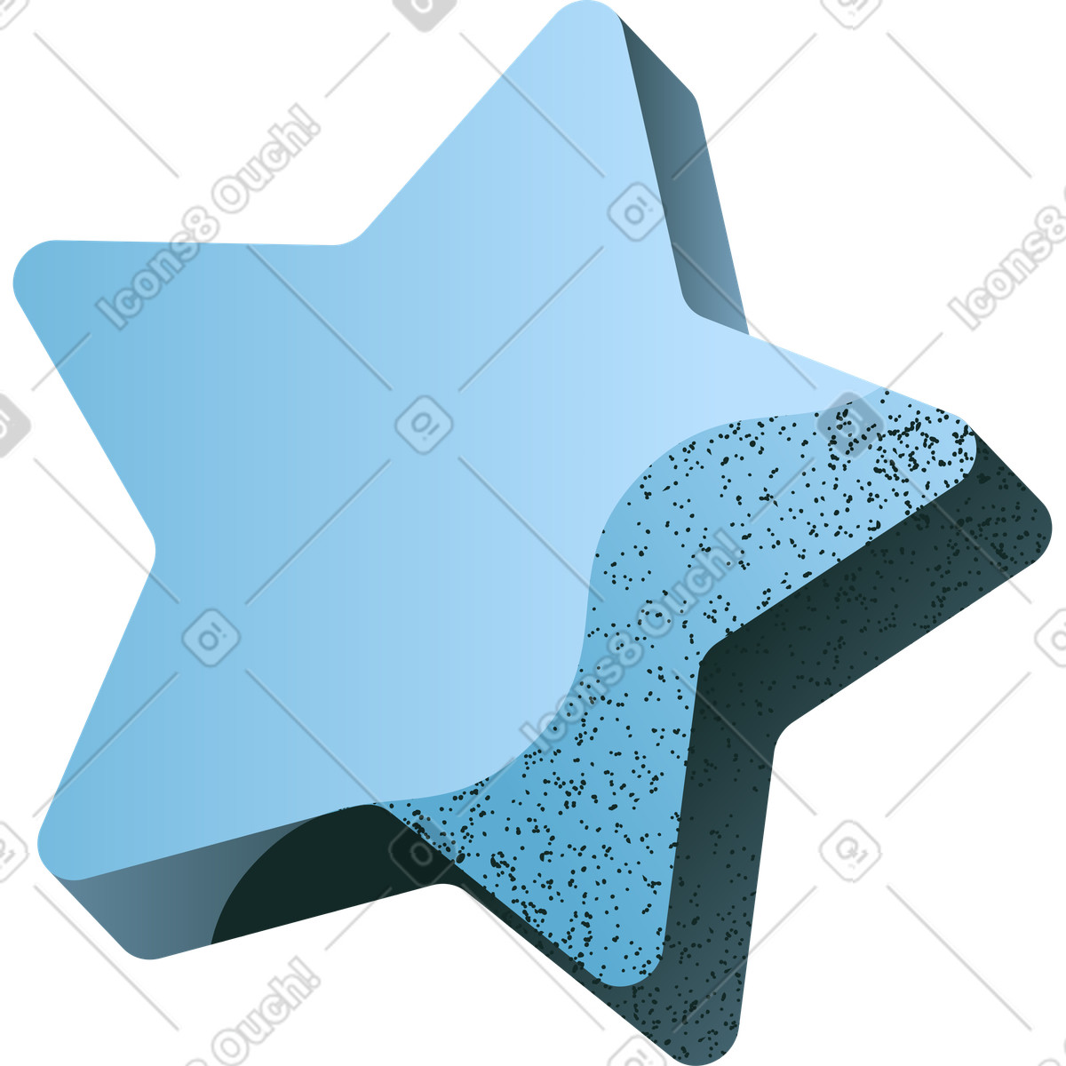 Big blue star in isometry illustration Concept style download PNG, SVG