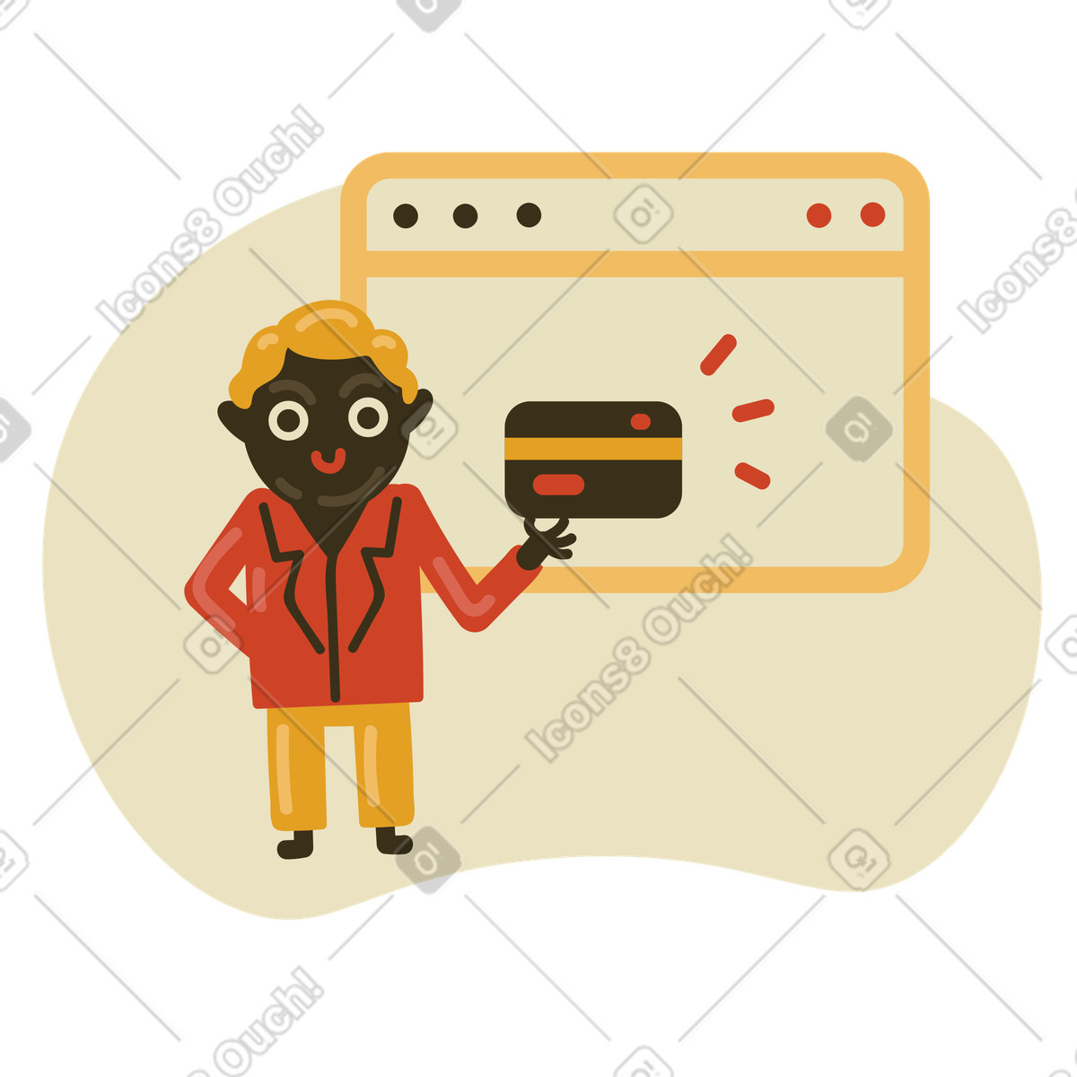 Arabica 스타일의 Online payment with card, Digital transaction or E-commerce checkout 일러스트레이션 PNG, SVG 다운로드