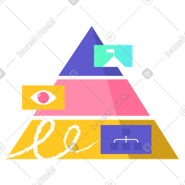 Modello gerarchico degli obiettivi aziendali, missione della piramide strategica organizzativa all'esecuzione PNG, SVG