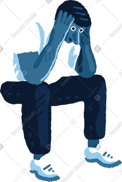 Shocked man sitting and holding hands on his head PNG, SVG