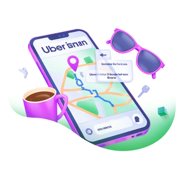 Close-up of a smartphone screen showing the Uber driver's app interface with navigation directions