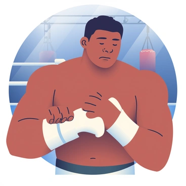 Close-up of a boxer wrapping their hands with protective wraps before training