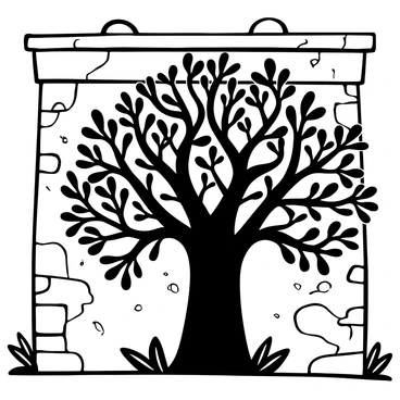 The shadow of a fig tree extends across an old stone wall, revealing an intricate pattern formed by the tree's leaves and branches. The texture of the rough stone wall is visible, with cracks and moss adding depth to the scene. The interplay between the dark shadow and the light portions of the wall creates striking contrasts, enhancing the details of both the stone and the fig tree's silhouette. The ground beneath the wall is covered with fallen leaves, contributing to the natural setting.