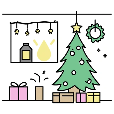 A holiday scene with decorations made of cork, including a cork Christmas tree