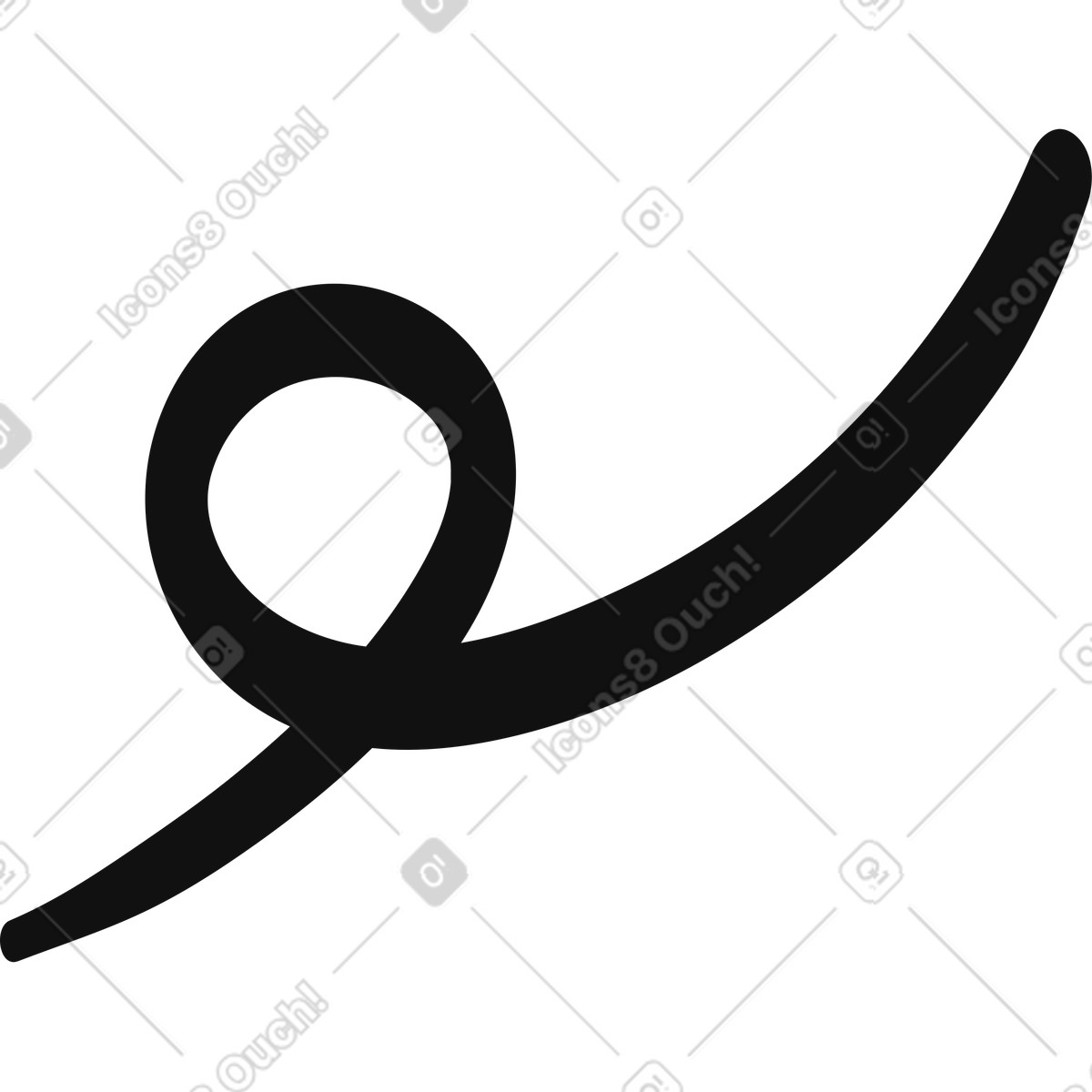 Illustration Swirl curved line loop shape minimal decorative stroke artwork dans le style Organic à télécharger aux formats PNG, SVG
