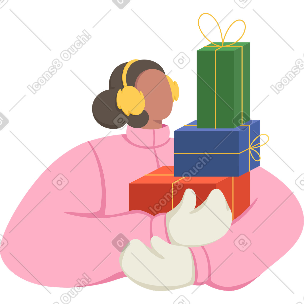 Ilustração de Mulher com presentes em no estilo Social para baixar em PNG, SVG