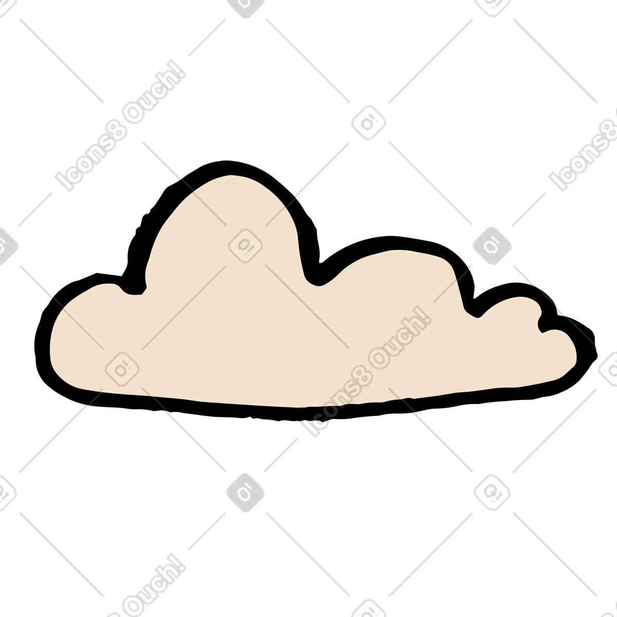 Minimal beige cloud-Illustration im Scandi-Stil als Download in PNG, SVG