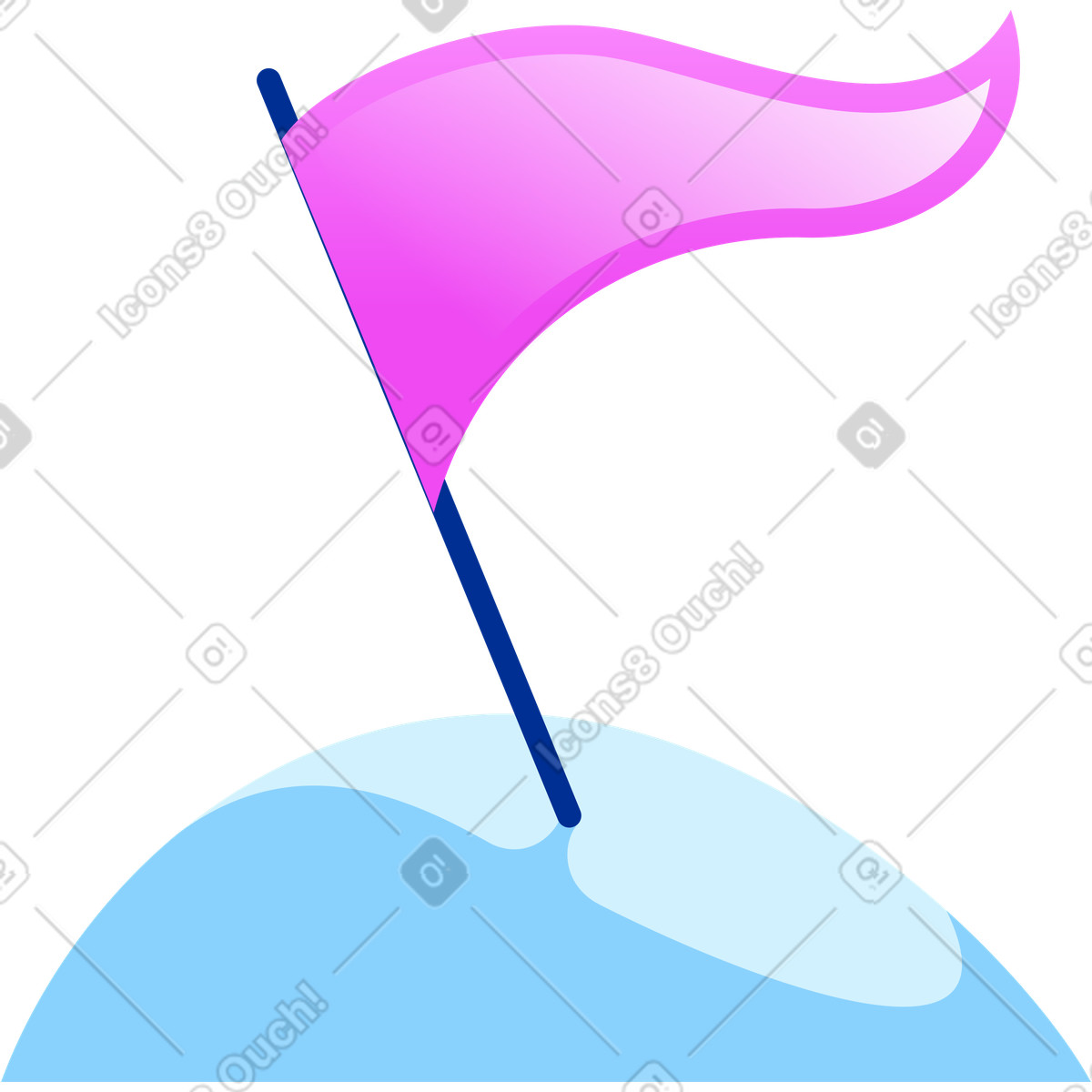 Иллюстрация Red flag on little hill в стиле Glossy — скачать в форматах PNG, SVG