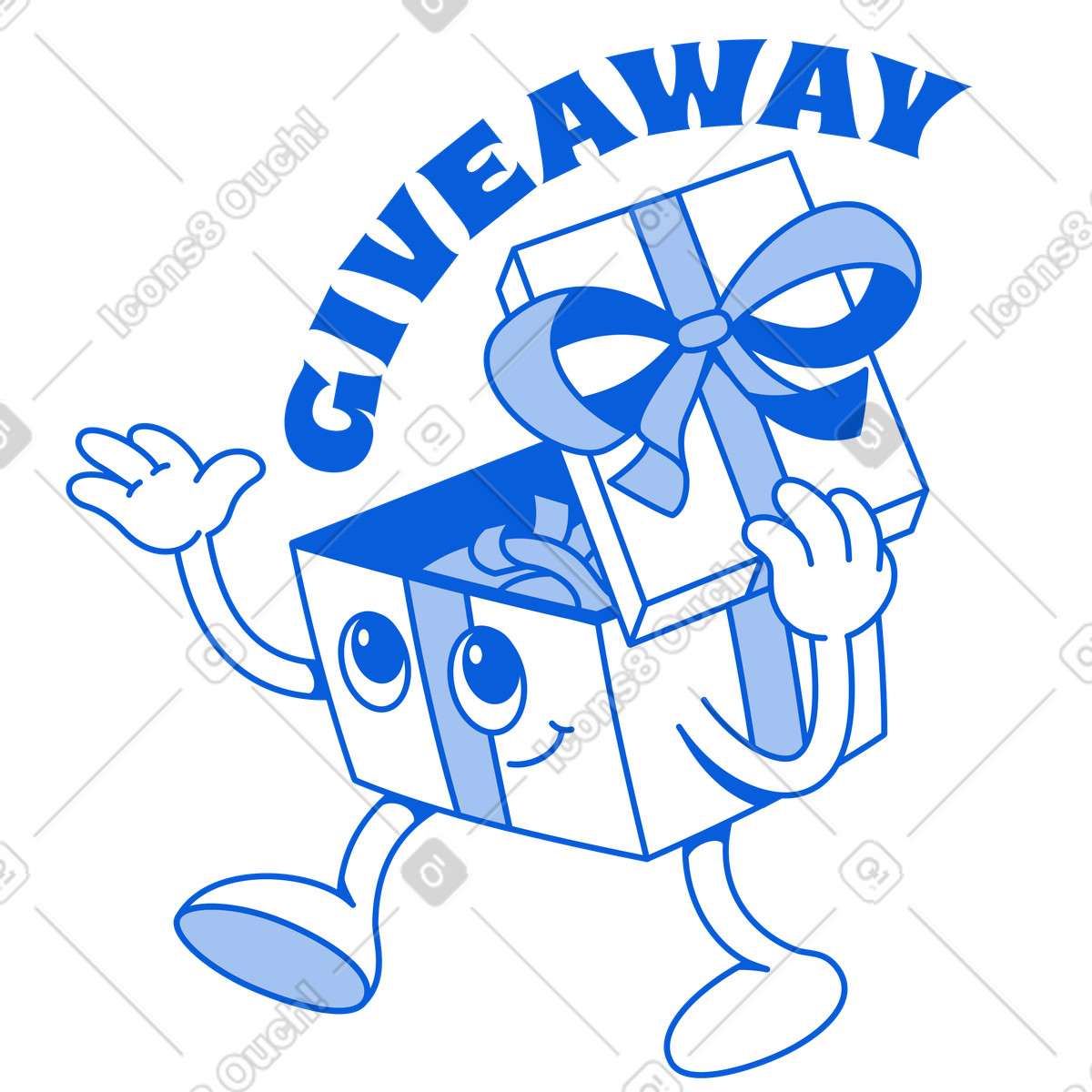 Giveaway present box, Marketing reward campaign or prize promotion illustration in Handy Line style download in PNG, SVG