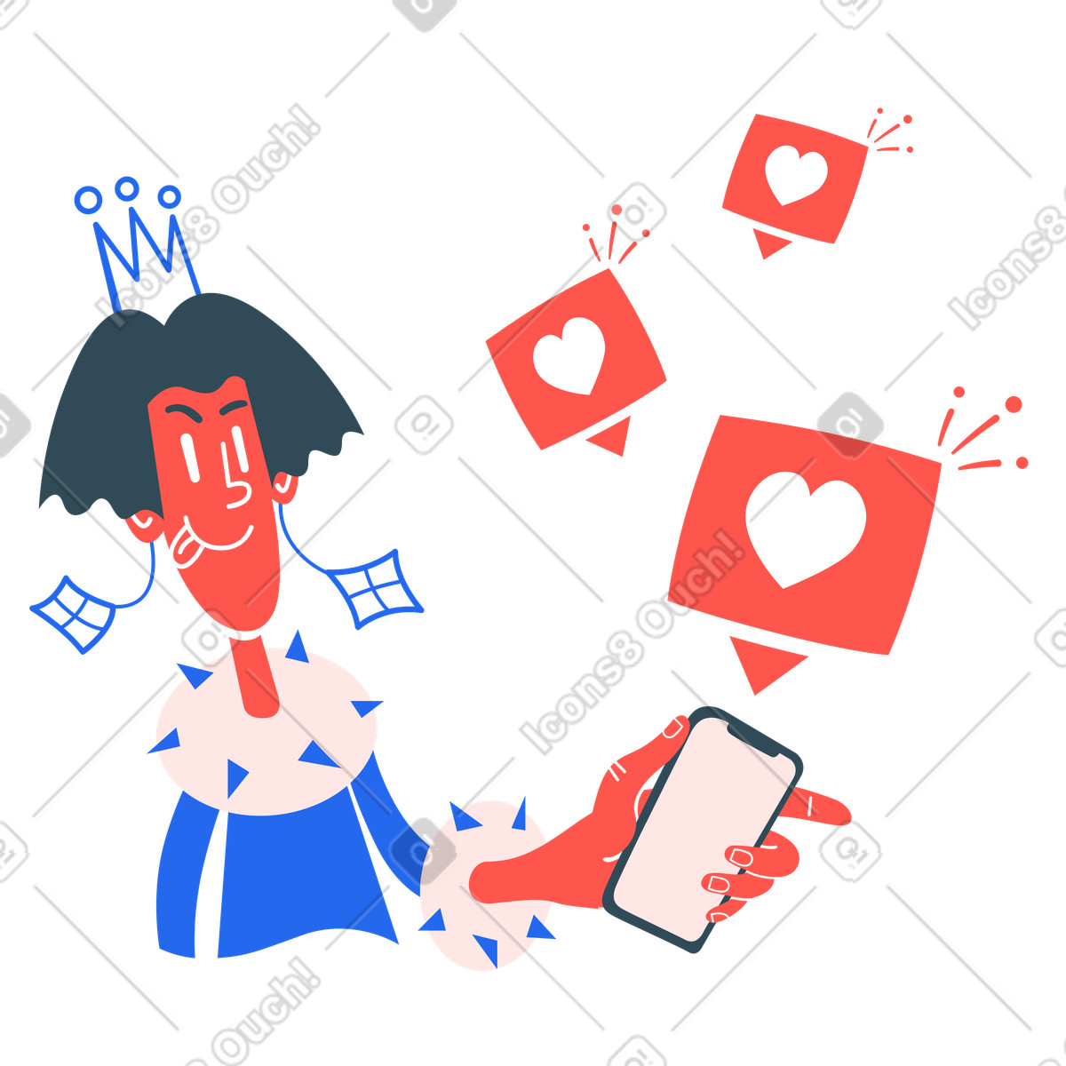 Illustration Online dating and connections, Digital romance or social networking dans le style Kingdom à télécharger aux formats PNG, SVG