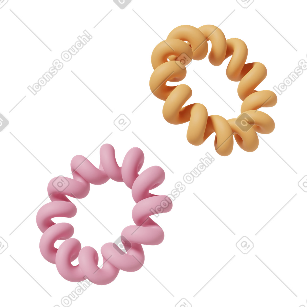 Illustration Pink and yellow hairties dans le style 3D Casual life à télécharger aux formats PNG, SVG