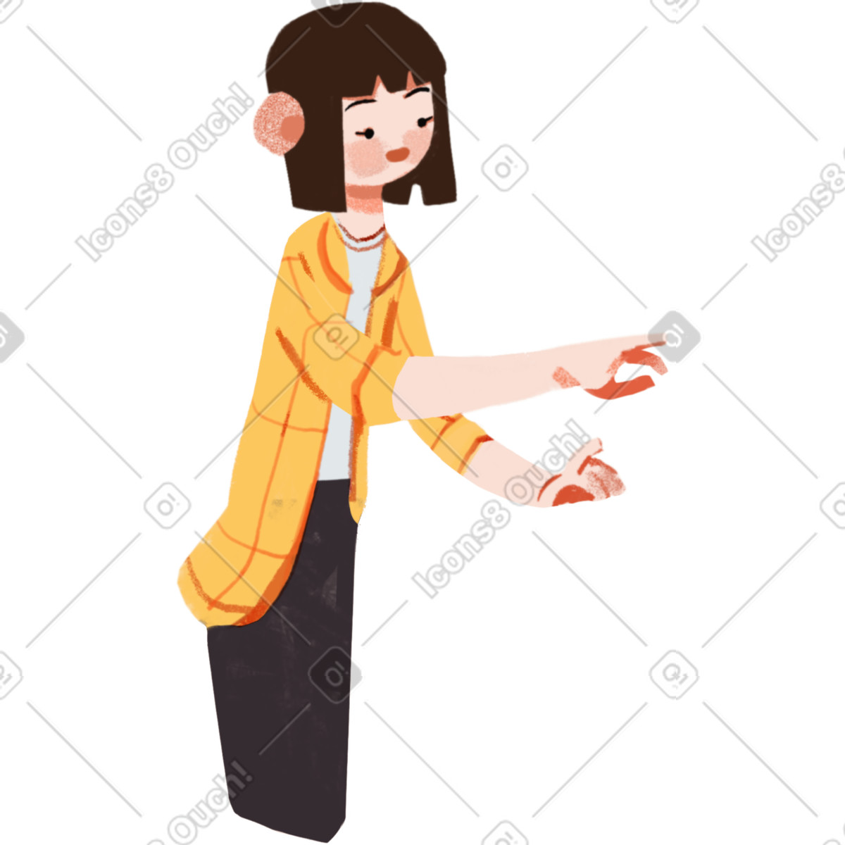 Ikigai スタイルの Asian girl choosing something のイラストをPNG、SVG形式でダウンロード