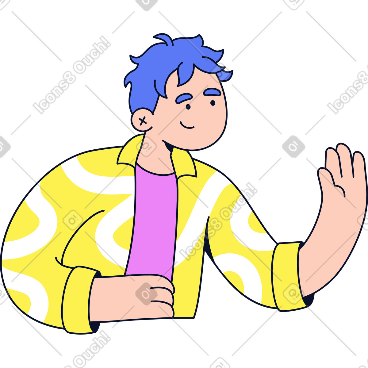 下载 Flexy 风格的 男人举起手 插画，支持 PNG、SVG 格式