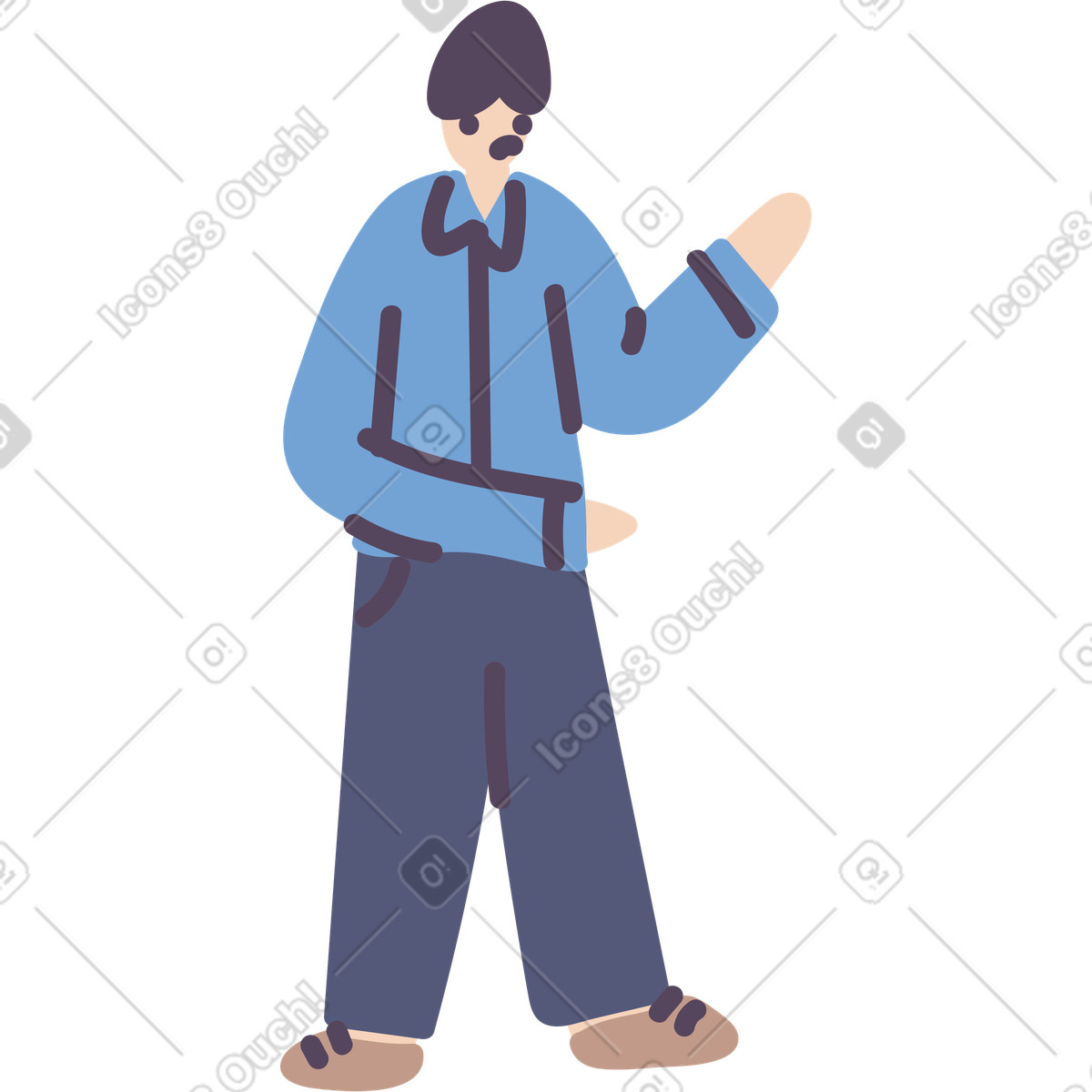 Ilustração de Man in a blue shirt stands em no estilo Pluto para baixar em PNG, SVG