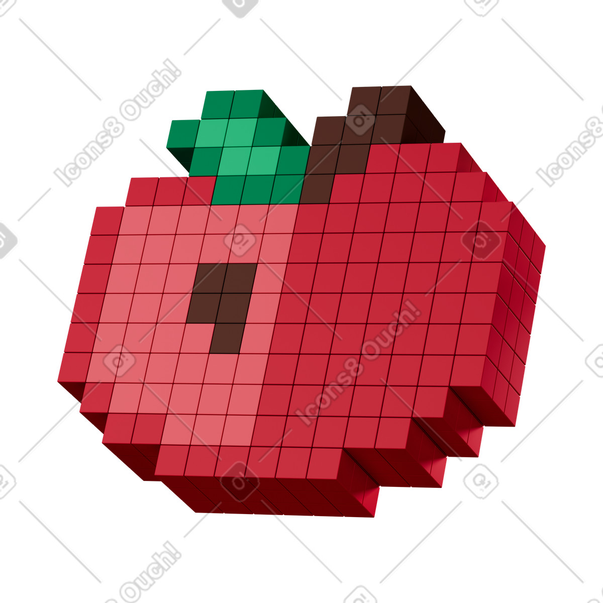 Illustration Pomme dans le style 3D Stickle à télécharger aux formats PNG, SVG