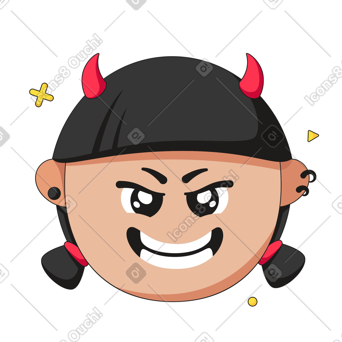 Smiling Face with Horns illustration in Moji style download in PNG, SVG