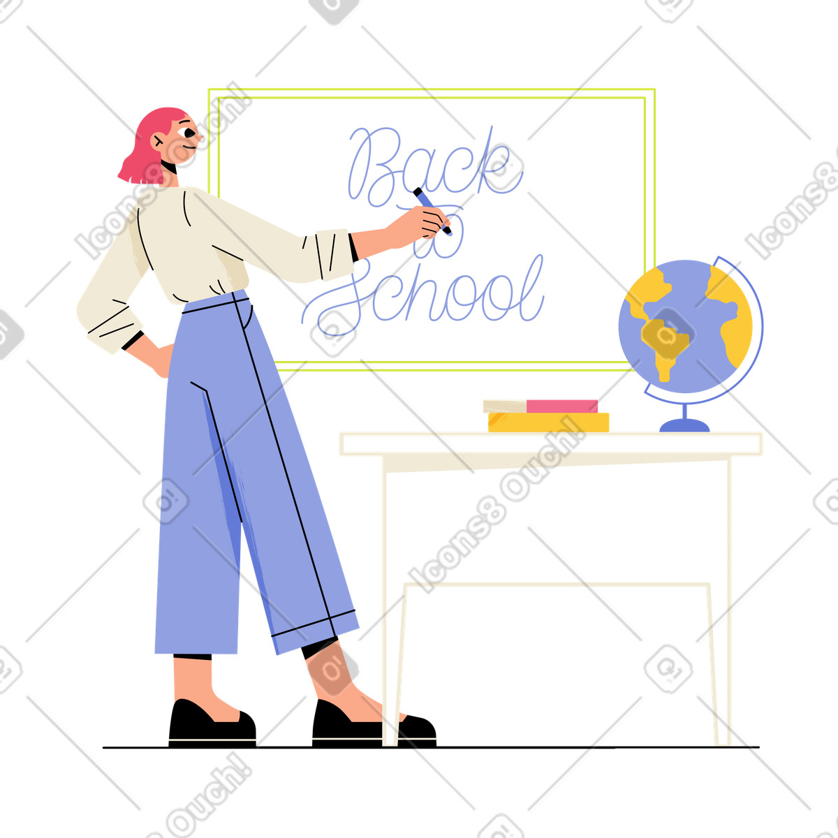 Back to school writing on board illustration teaching clipart and vector graphics PNG