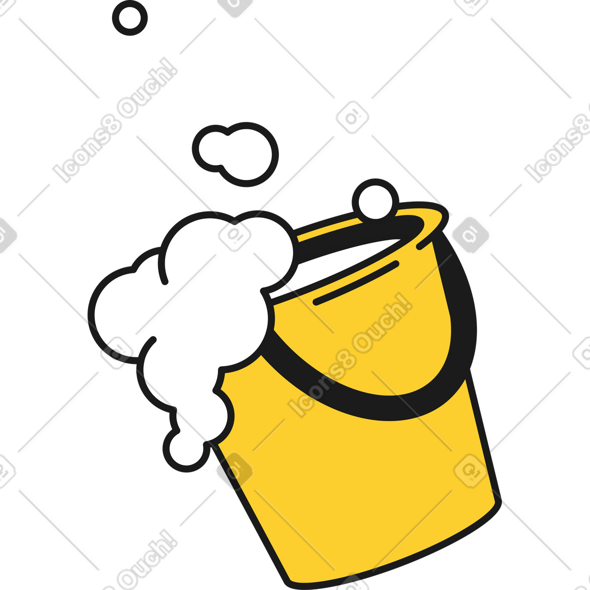 Illustration Seau d'eau avec de la mousse dans le style Taxi à télécharger aux formats PNG, SVG