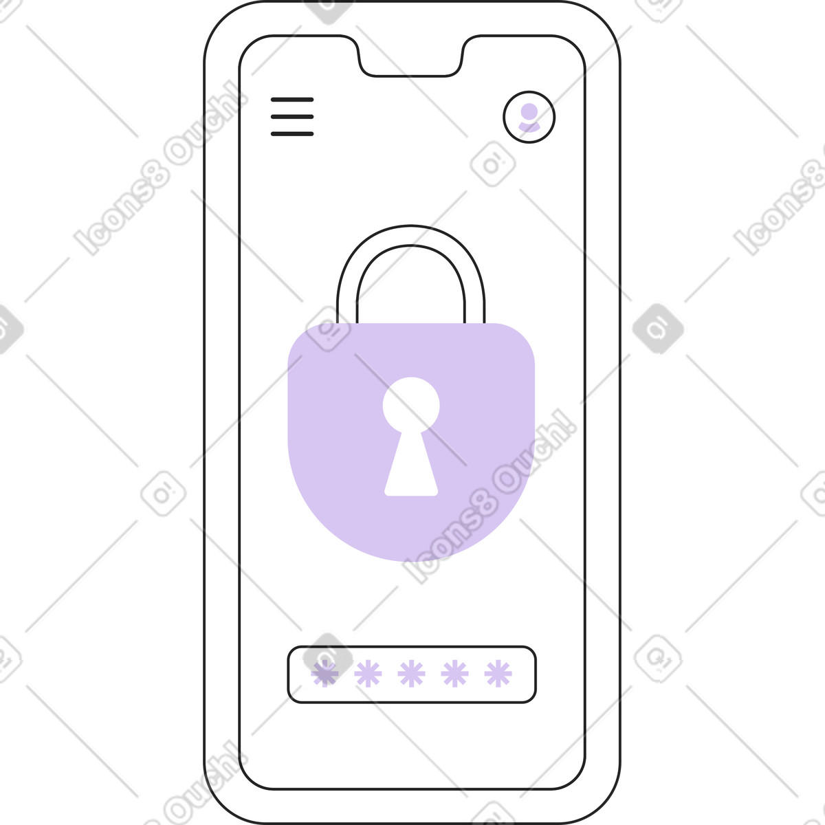 Secure mobile phone illustration in Sammy Line style download in PNG, SVG