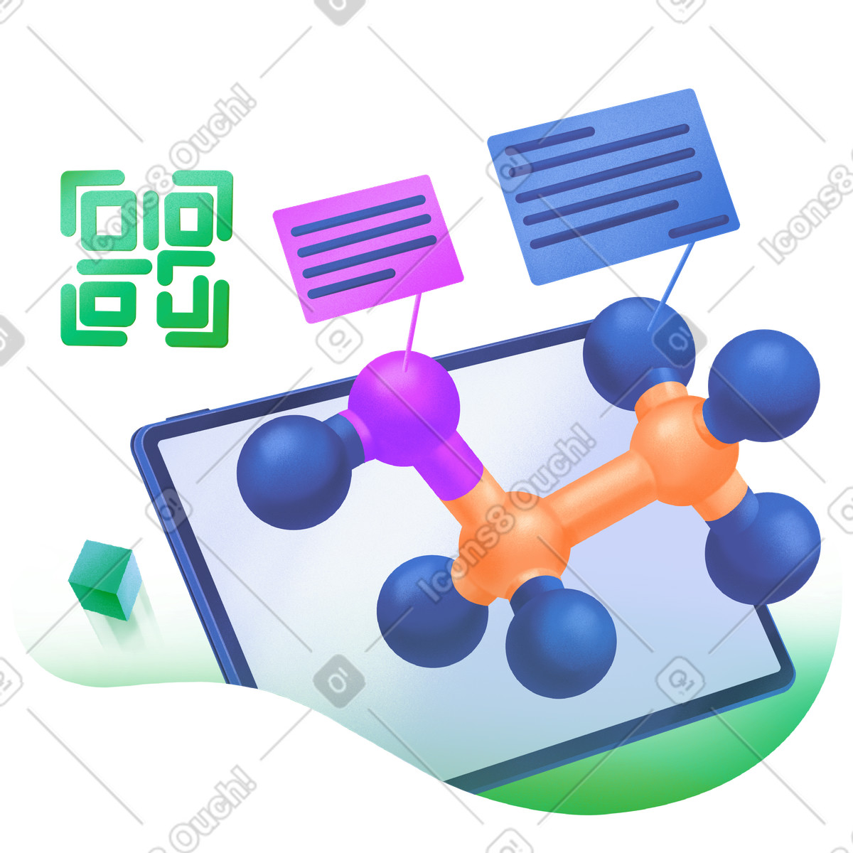 AR education with a molecular model illustration in Smart style download in PNG, SVG