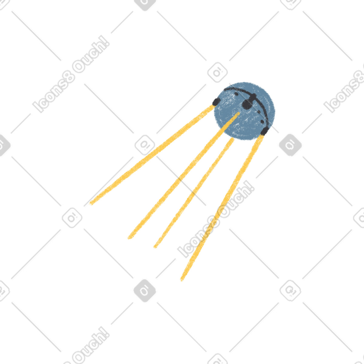 Small old round satellite-Illustration im Chalky-Stil als Download in PNG, SVG
