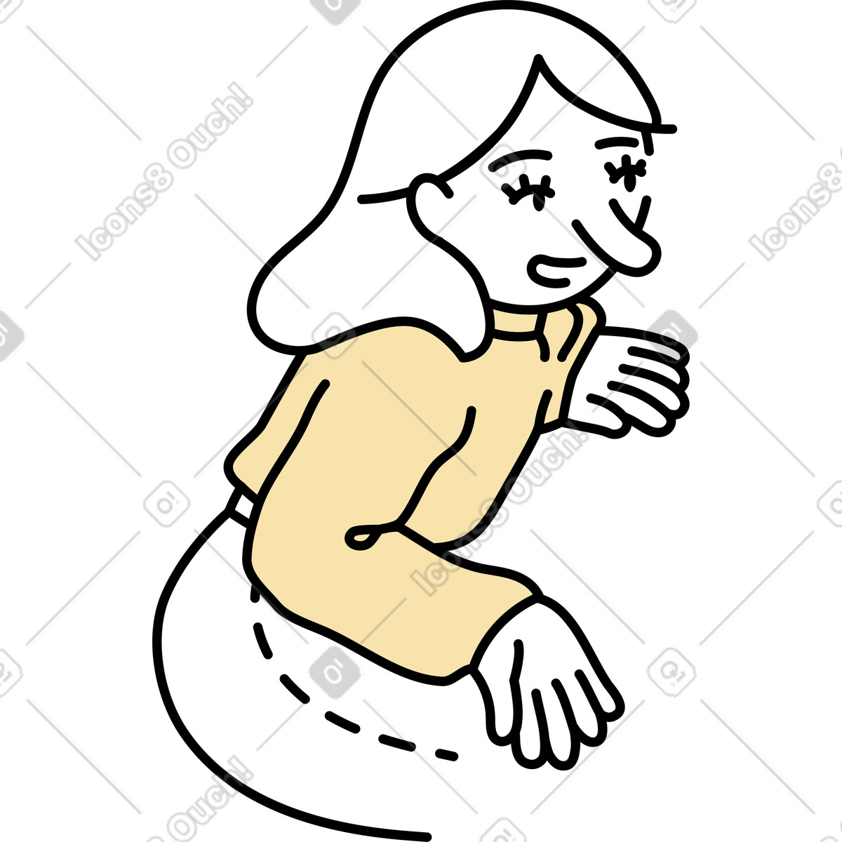 Illustration Jeune femme en pull jaune dans le style Notes à télécharger aux formats PNG, SVG