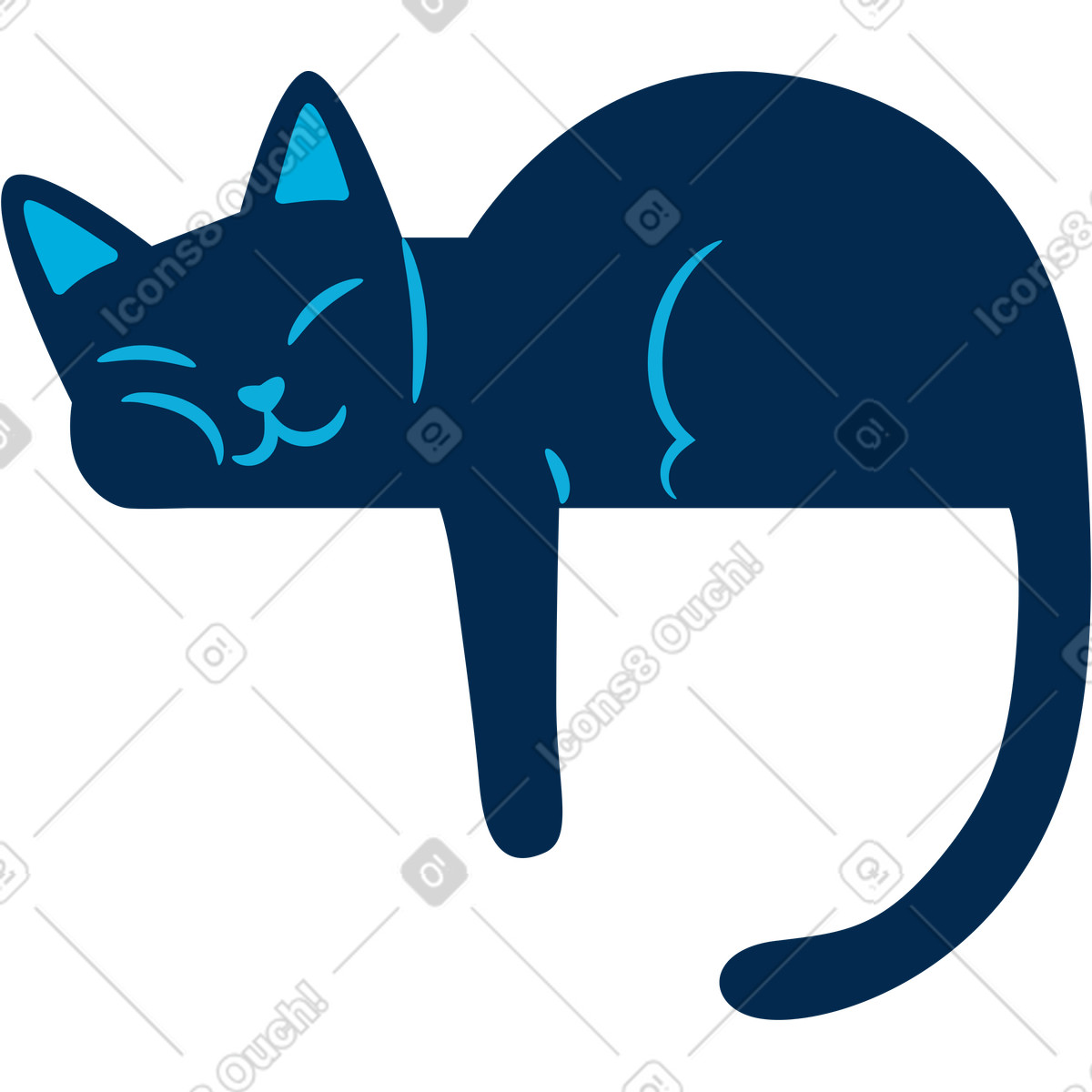 Schwarze katze-Illustration im Flame-Stil als Download in PNG, SVG