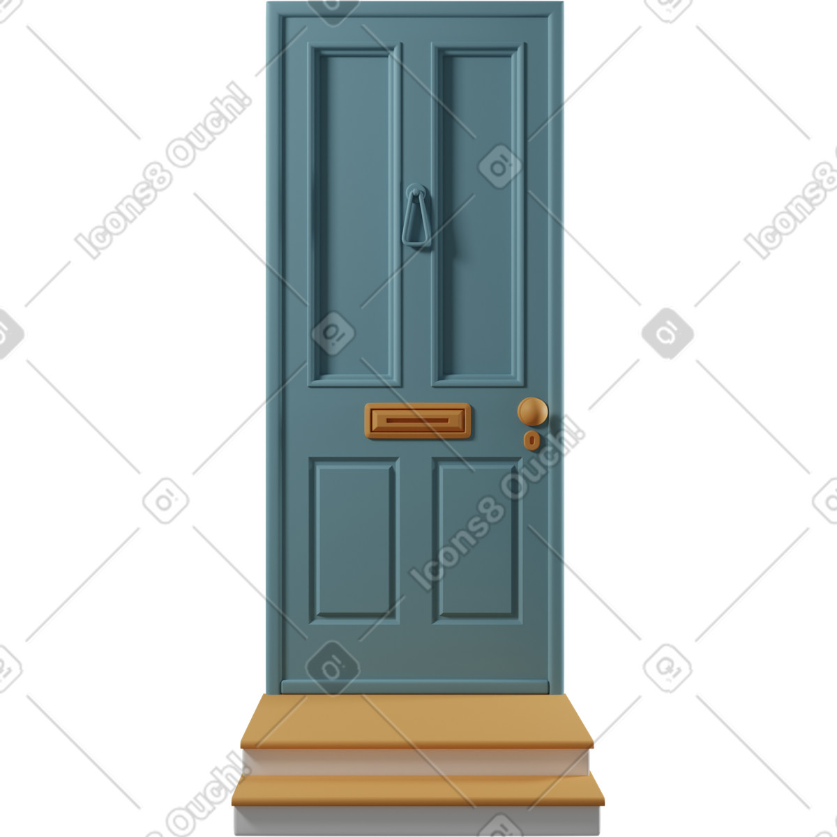 Ilustração de Blue door with steps em no estilo 3D Casual life para baixar em PNG, SVG