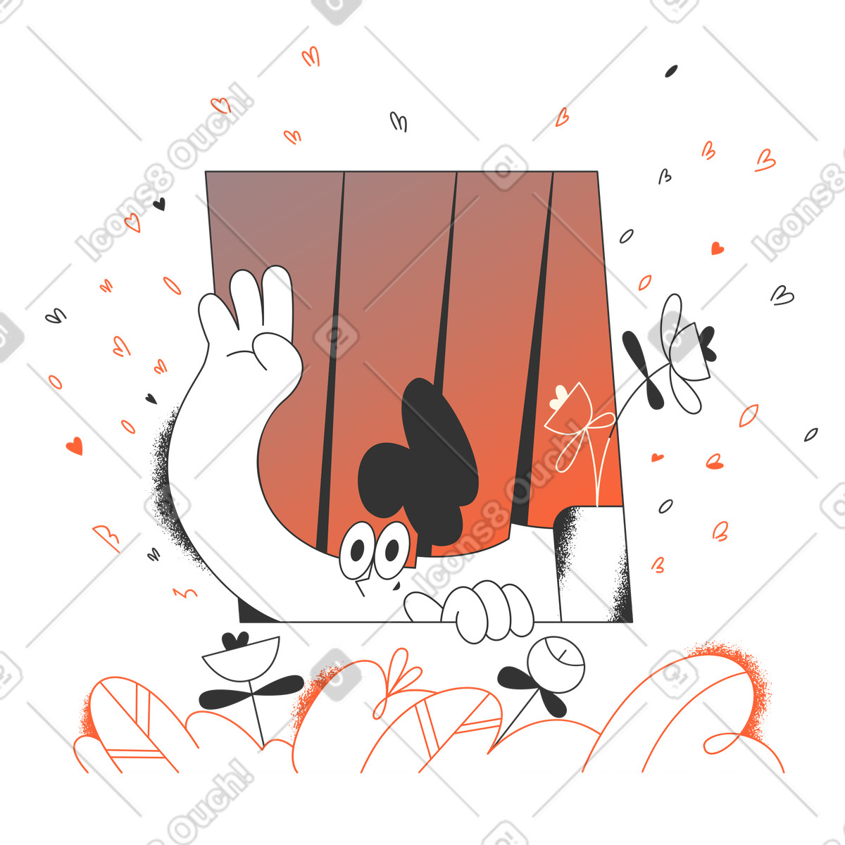 Friendly woman waving her hand illustration cartoon clipart vector graphics SVG download