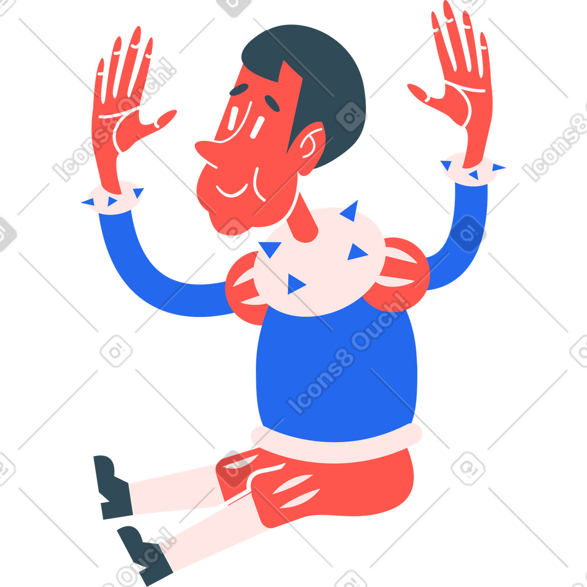 Junge sitzt-Illustration im Kingdom-Stil als Download in PNG, SVG