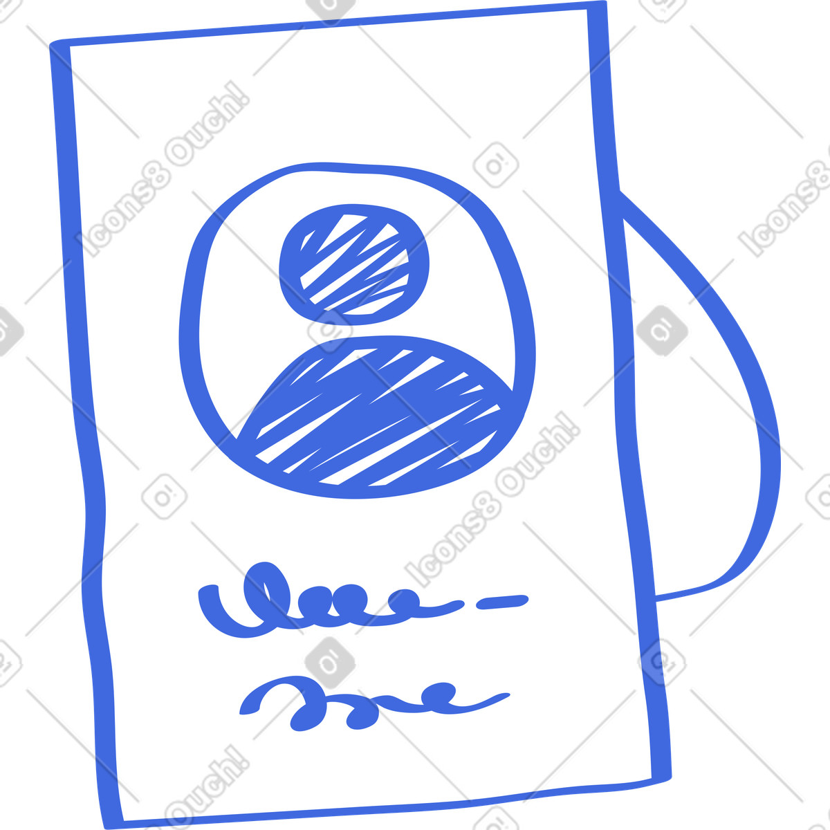 Badge with photo placeholder and signature lines for identification card-Illustration im Ballpoint Pen-Stil als Download in PNG, SVG