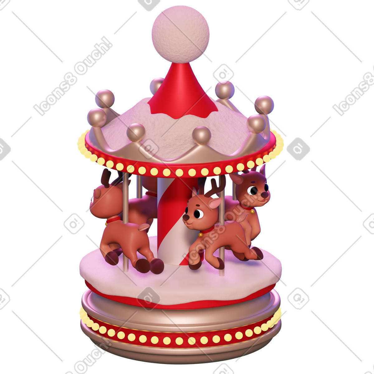 Weihnachtskarussell-Illustration im 3D Holidays-Stil als Download in PNG, SVG