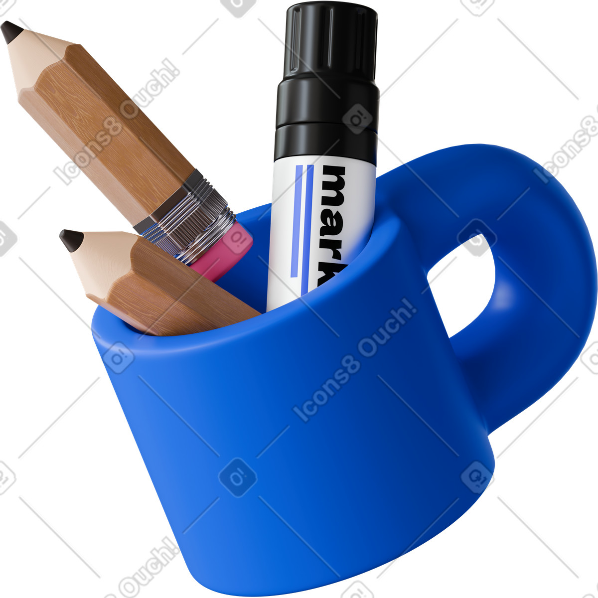 Ilustração animada de Cup with pencils and marker em GIF, Lottie (JSON), AE