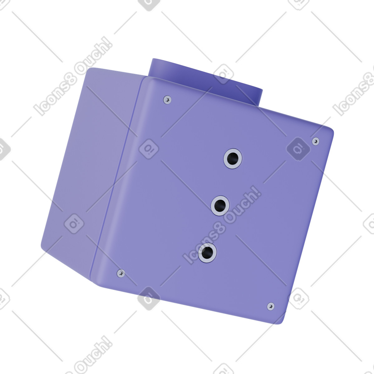 Ilustración Purple extension socket cube with audio jack ports, Power strip block, Electrical outlet render en estilo 3D Product a descargar en PNG y SVG