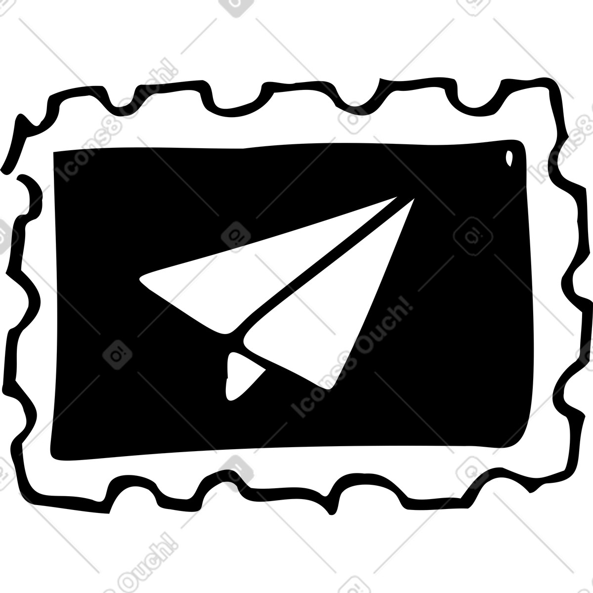 Post stamp with an airplane illustration in Marks style download in PNG, SVG