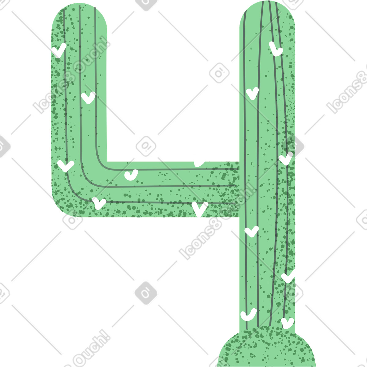 Cactus a quattro forme illustrazione in stile Pale scarica in PNG, SVG