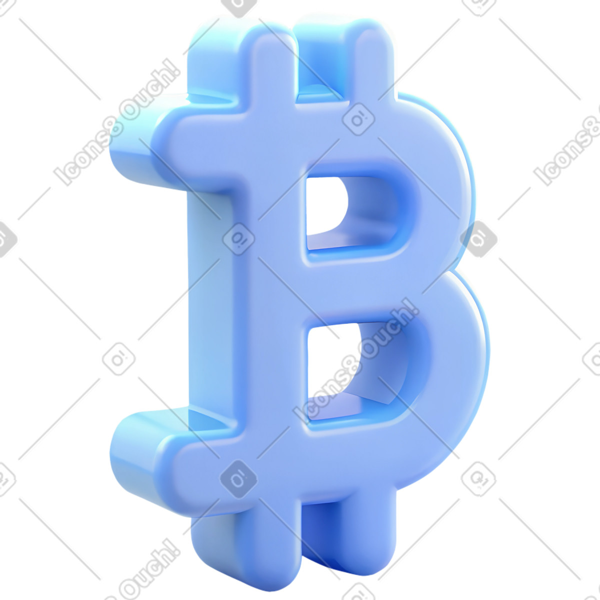 下载 3D Cutie 风格的 Plastic blue bitcoin symbol 插画，支持 PNG、SVG 格式