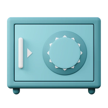A blue safe with a dial - 3D Sugary style illustration