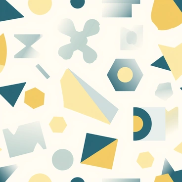 An array of repeating geometric patterns fills the image, showcasing a modern home decor aesthetic. The patterns include triangles, circles, and hexagons in a variety of colors such as teal, mustard yellow, and soft gray. Each geometric shape is arranged in a harmonious layout, creating a sense of rhythm and balance across the surface. The background is a subtle off-white, allowing the vibrant patterns to stand out distinctly. The design elements evoke a contemporary feel, making them suitable for various home decor applications.
