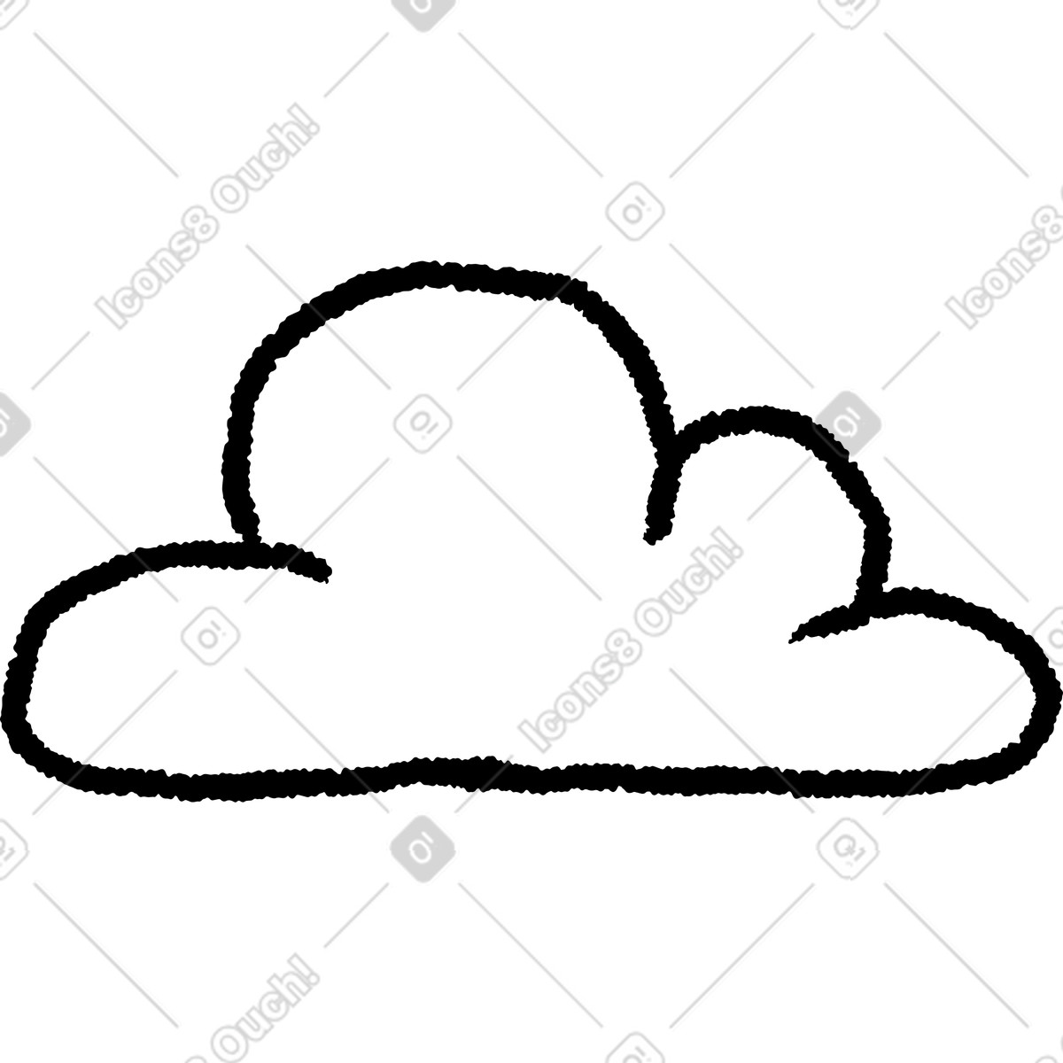下载 Black Chalk 风格的 Cloud outline simple hand drawn shape with rough textured line 插画，支持 PNG、SVG 格式