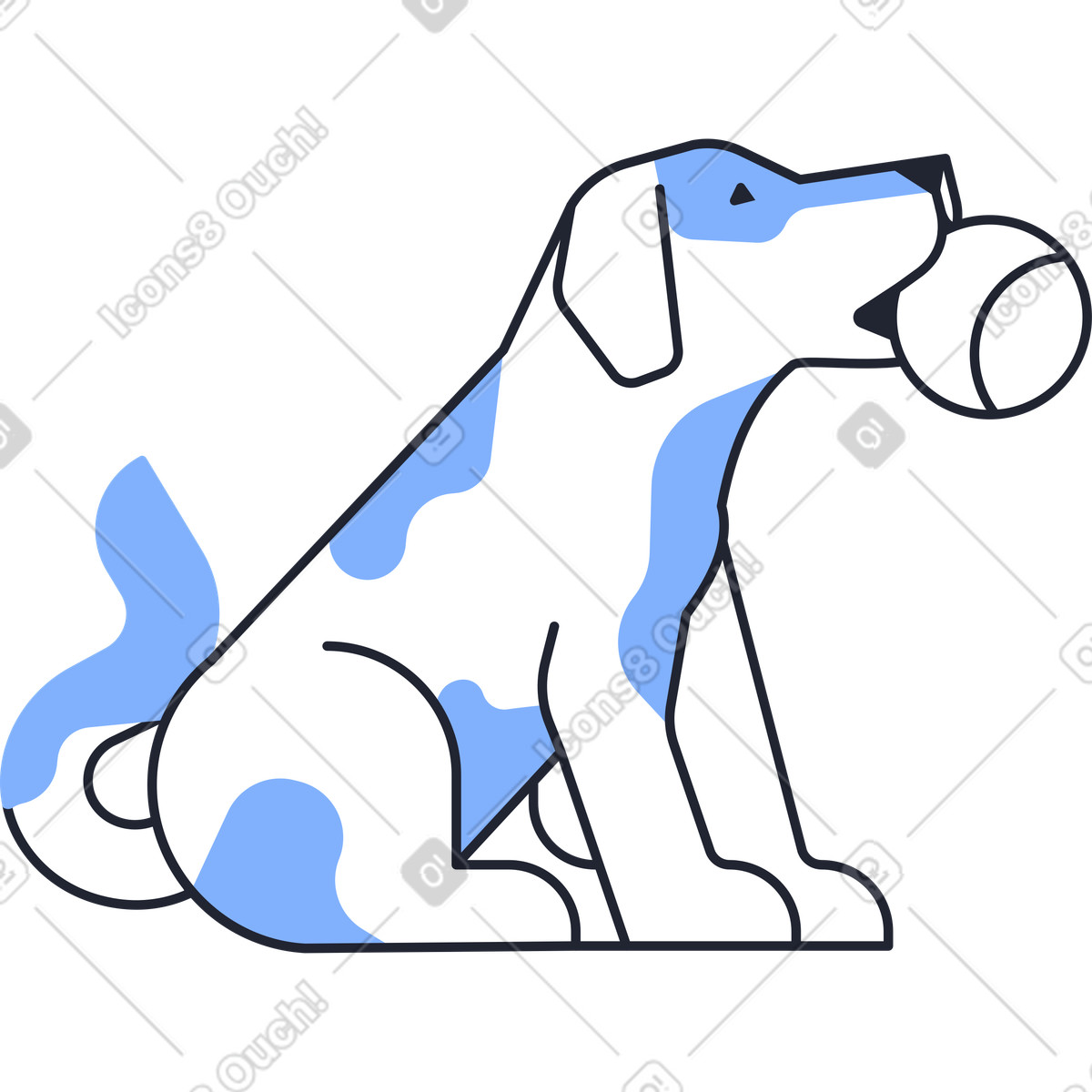Hund mit ball-Illustration im Pablita-Stil als Download in PNG, SVG