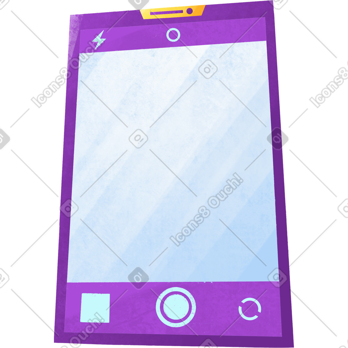 Purple phone with a blank screen under the photo-Illustration im Bonbon-Stil als Download in PNG, SVG