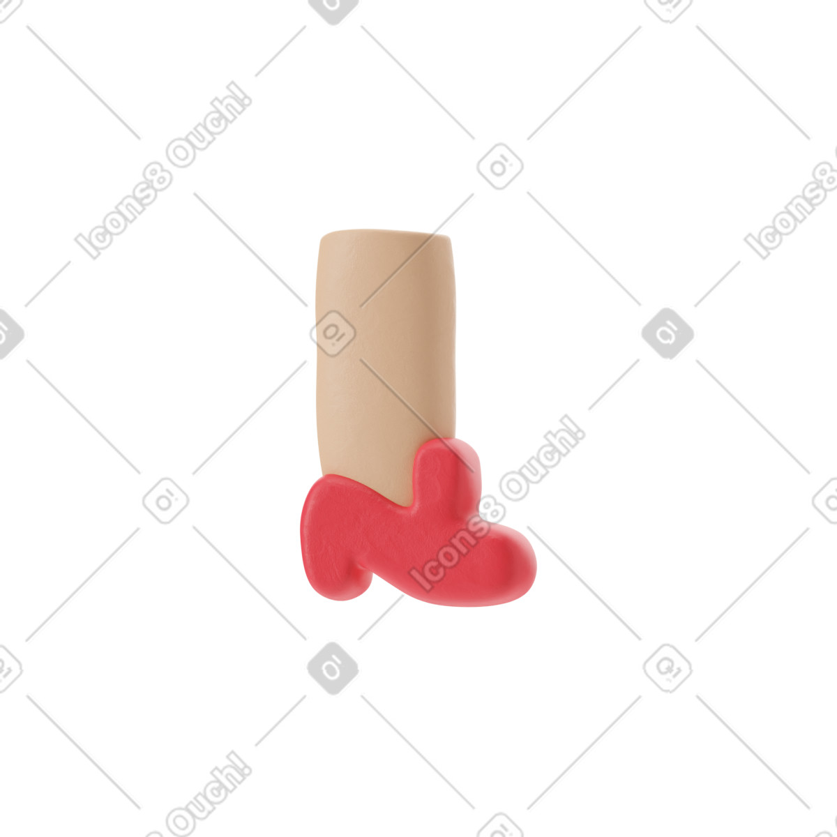 Right foot in red shoe illustration 3D Stripy style download PNG, SVG