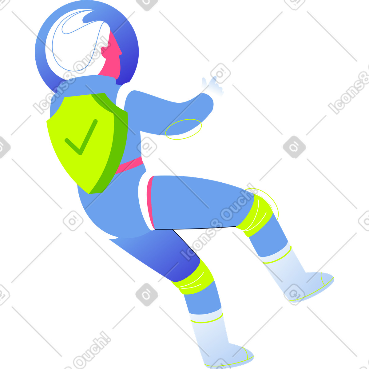 Astronautenfrau-Illustration im Space-Stil als Download in PNG, SVG