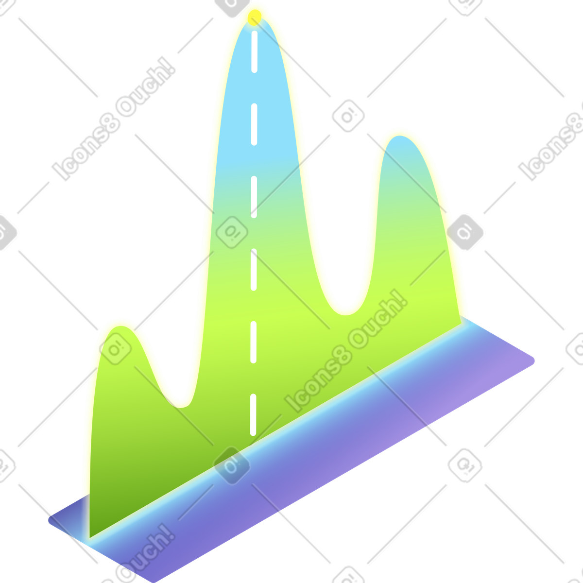 Vertical chart of increase and decrease with fixation point illustration in Isotech style download in PNG, SVG